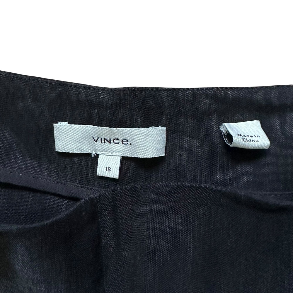 Vince Stretch Linen Crop Wide Leg Pants Black Plus Size 18 High Rise Side Zip - Picture 10 of 16